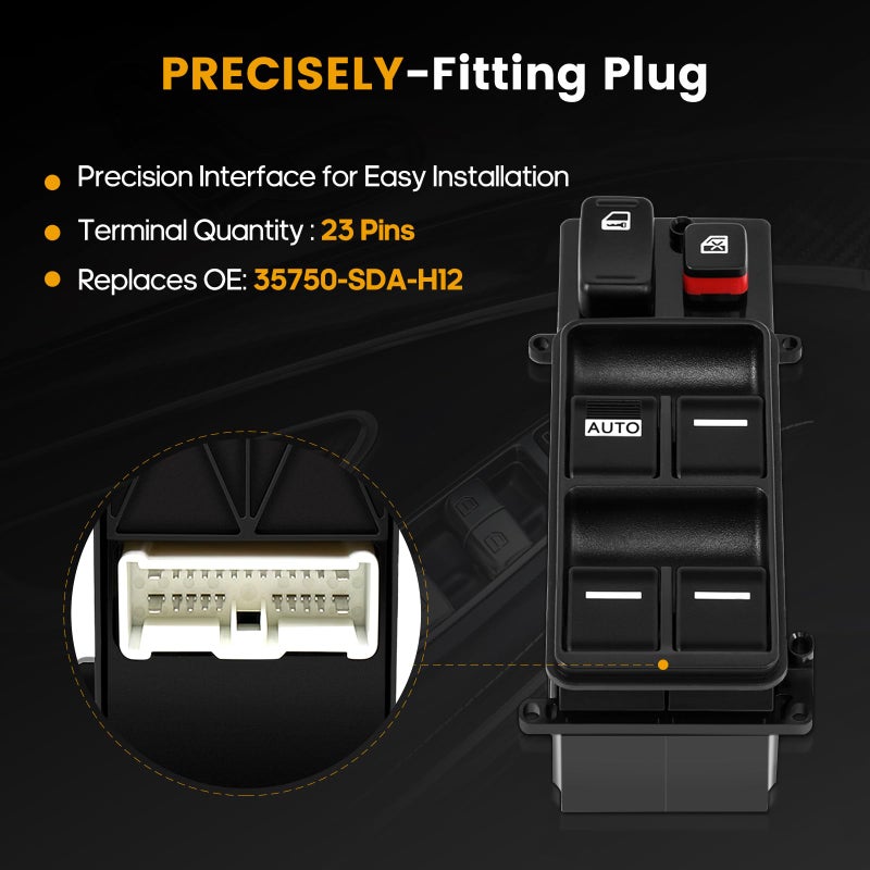 ROADFAR Window Switch Power Window Switch Master Control Power Window Switch Front Driver Side Replacement Parts fits for 2003-2007 Honda Accord 4 Door 35750-SDA-H12 - Image 5